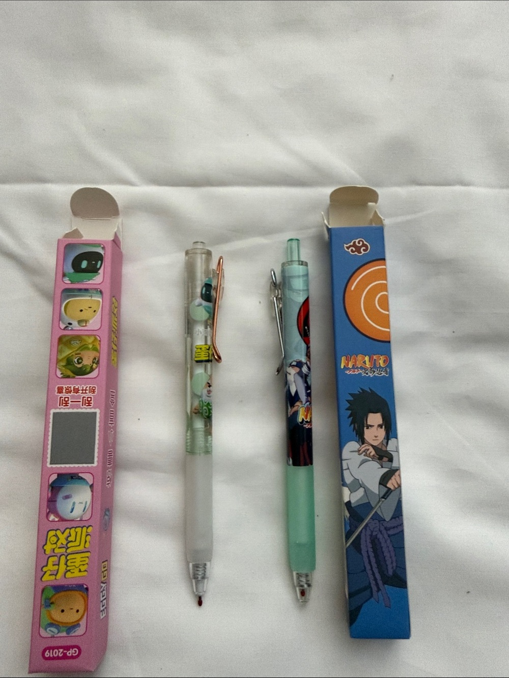 Naruto & Character Gel Pen Set - Mint Green and Clear